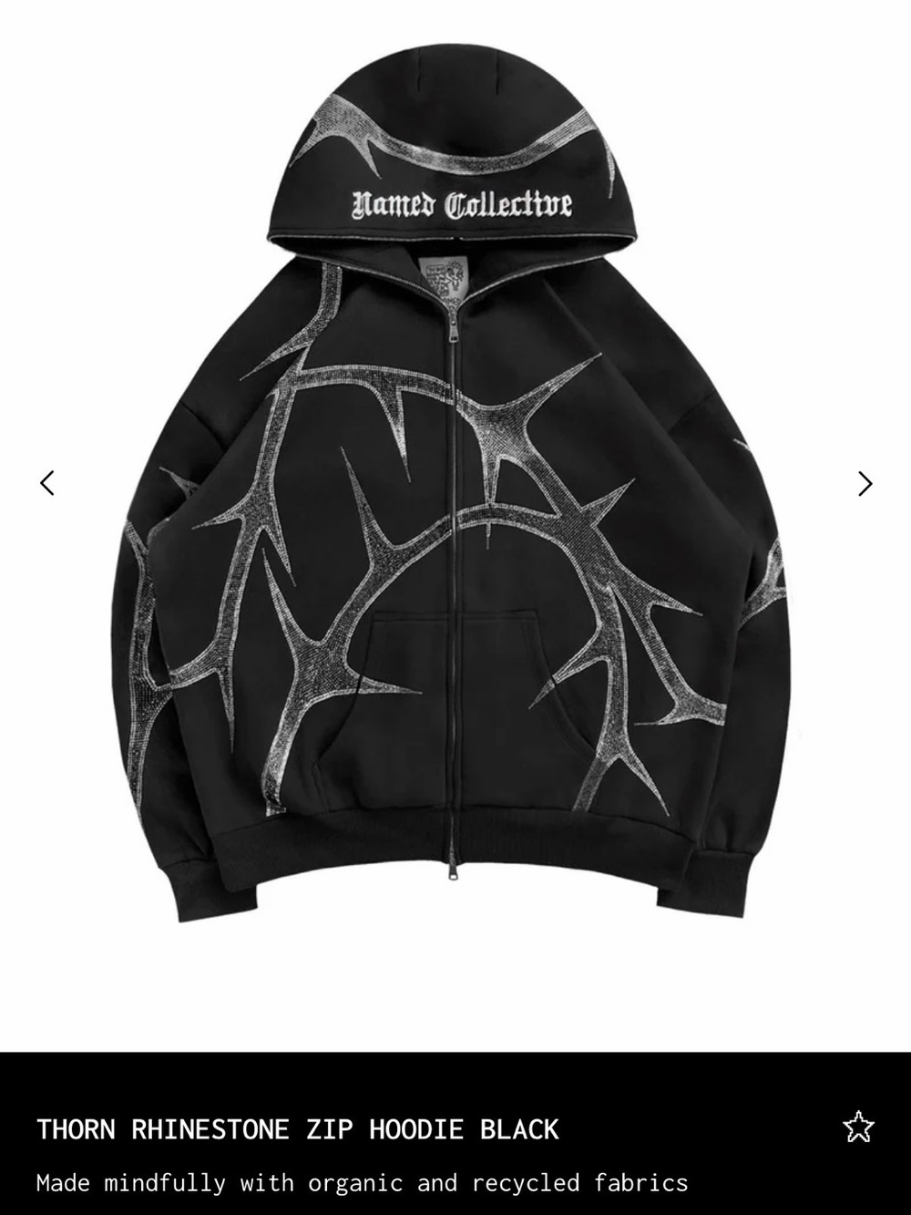 Named Collective Thorn Rhinestone Zip Hoodie and Sweatpants - Black - Picture 4 of 9